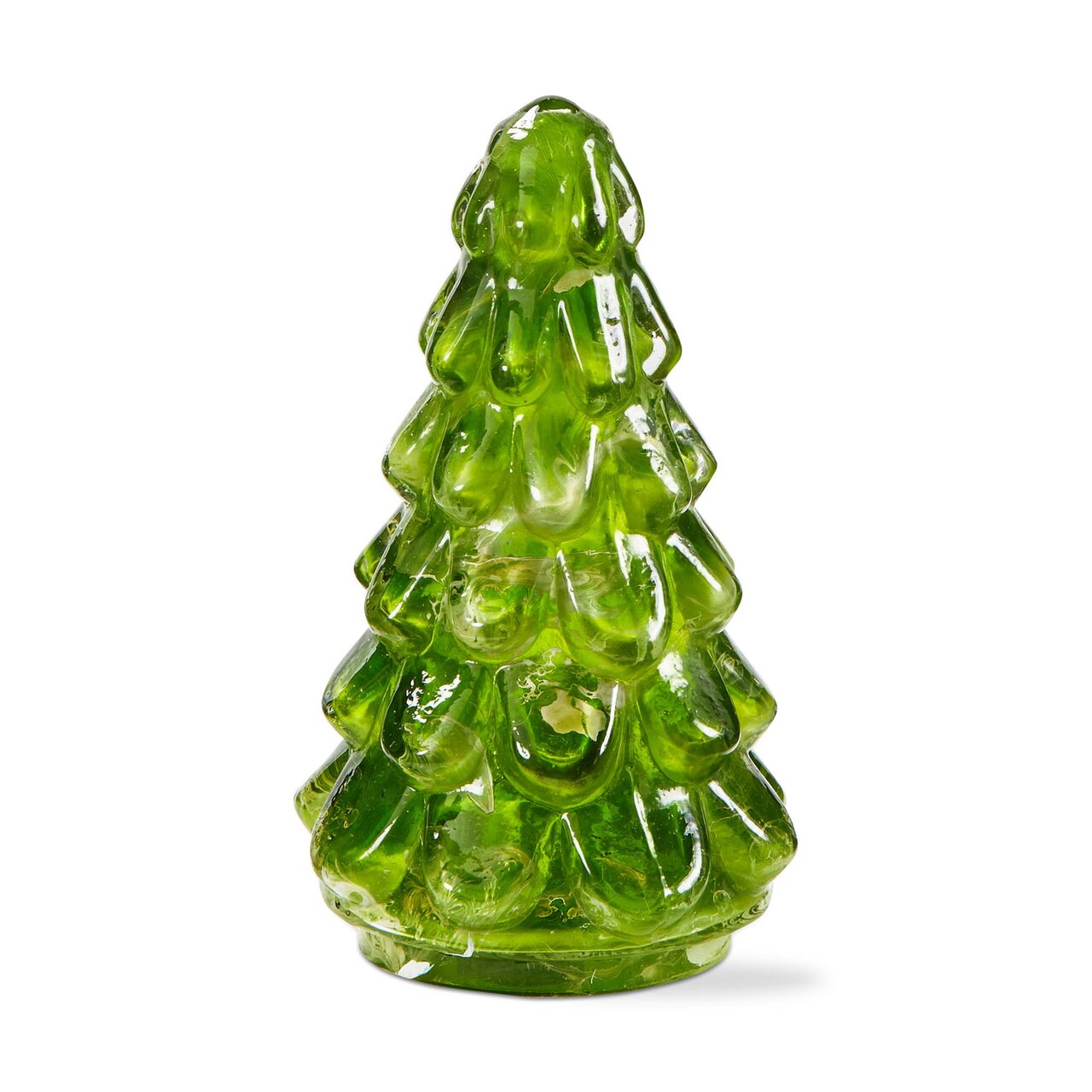 Vintage Green Glass Tree Decor - Small Holiday Tree Sculpture for Christmas - 3.5" L x 3.5" W x 5.5" H